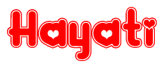 The image displays the word Hayati written in a stylized red font with hearts inside the letters.