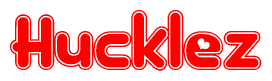The image displays the word Hucklez written in a stylized red font with hearts inside the letters.