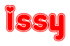 The image displays the word Issy written in a stylized red font with hearts inside the letters.