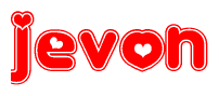 The image displays the word Jevon written in a stylized red font with hearts inside the letters.