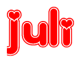 The image displays the word Juli written in a stylized red font with hearts inside the letters.