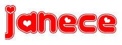 The image displays the word Janece written in a stylized red font with hearts inside the letters.