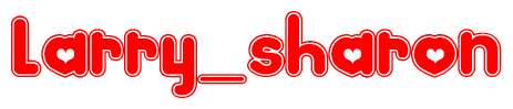 The image displays the word Larry sharon written in a stylized red font with hearts inside the letters.