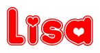 The image displays the word Lisa written in a stylized red font with hearts inside the letters.