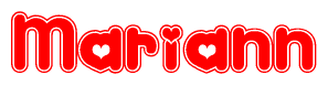 The image is a clipart featuring the word Mariann written in a stylized font with a heart shape replacing inserted into the center of each letter. The color scheme of the text and hearts is red with a light outline.