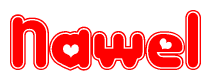 The image displays the word Nawel written in a stylized red font with hearts inside the letters.