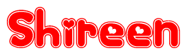 The image is a clipart featuring the word Shireen written in a stylized font with a heart shape replacing inserted into the center of each letter. The color scheme of the text and hearts is red with a light outline.