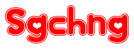 The image displays the word Sgchng written in a stylized red font with hearts inside the letters.