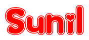 The image displays the word Sunil written in a stylized red font with hearts inside the letters.