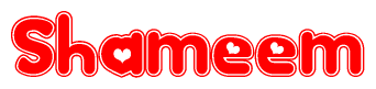 The image displays the word Shameem written in a stylized red font with hearts inside the letters.