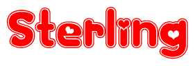 The image displays the word Sterling written in a stylized red font with hearts inside the letters.