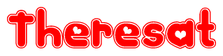 The image displays the word Theresat written in a stylized red font with hearts inside the letters.