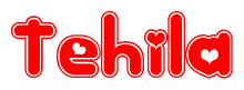 The image displays the word Tehila written in a stylized red font with hearts inside the letters.