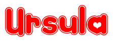 The image displays the word Ursula written in a stylized red font with hearts inside the letters.