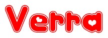 The image displays the word Verra written in a stylized red font with hearts inside the letters.