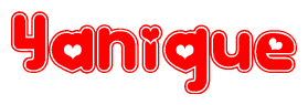 The image displays the word Yanique written in a stylized red font with hearts inside the letters.