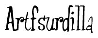 The image is of the word Artfsurdilla stylized in a cursive script.