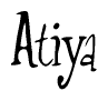 The image contains the word 'Atiya' written in a cursive, stylized font.
