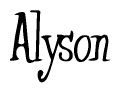 The image contains the word 'Alyson' written in a cursive, stylized font.