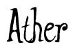 The image contains the word 'Ather' written in a cursive, stylized font.