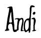The image is a stylized text or script that reads 'Andi' in a cursive or calligraphic font.