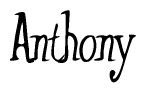 The image is a stylized text or script that reads 'Anthony' in a cursive or calligraphic font.