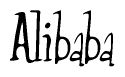 The image is of the word Alibaba stylized in a cursive script.