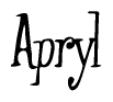 The image is a stylized text or script that reads 'Apryl' in a cursive or calligraphic font.