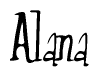 The image contains the word 'Alana' written in a cursive, stylized font.