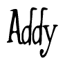 The image is a stylized text or script that reads 'Addy' in a cursive or calligraphic font.
