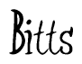 The image contains the word 'Bitts' written in a cursive, stylized font.