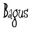 The image is a stylized text or script that reads 'Bagus' in a cursive or calligraphic font.
