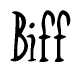 The image is of the word Biff stylized in a cursive script.