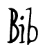 The image contains the word 'Bib' written in a cursive, stylized font.