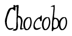 The image is of the word Chocobo stylized in a cursive script.
