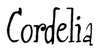 The image contains the word 'Cordelia' written in a cursive, stylized font.