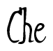 The image is of the word Che stylized in a cursive script.
