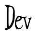 The image contains the word 'Dev' written in a cursive, stylized font.
