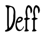The image is a stylized text or script that reads 'Deff' in a cursive or calligraphic font.
