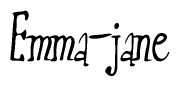 The image is a stylized text or script that reads 'Emma-jane' in a cursive or calligraphic font.
