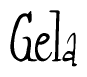 The image is of the word Gela stylized in a cursive script.