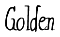 The image contains the word 'Golden' written in a cursive, stylized font.