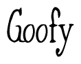 The image is of the word Goofy stylized in a cursive script.