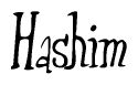 The image is of the word Hashim stylized in a cursive script.