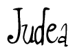 The image contains the word 'Judea' written in a cursive, stylized font.
