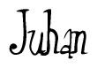 The image contains the word 'Juhan' written in a cursive, stylized font.
