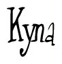 The image contains the word 'Kyna' written in a cursive, stylized font.