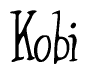 The image contains the word 'Kobi' written in a cursive, stylized font.