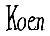 The image is of the word Koen stylized in a cursive script.