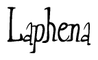 The image is a stylized text or script that reads 'Laphena' in a cursive or calligraphic font.